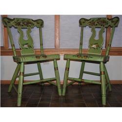 Pair of Antique French Country Painted Chairs #1240398