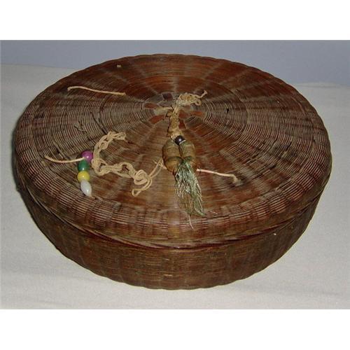 Antique Large Pine Needle Sewing Basket with 1240428