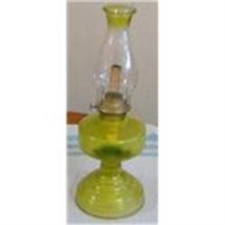 Early 20th Century Vaseline-Colored Glass Oil #1240430