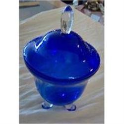 Hand-Blown Pairpoint Cobalt and Crystal Glass #1240443