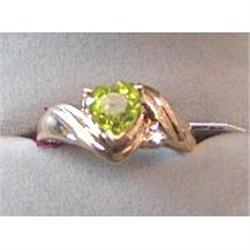 Estate 14kt Gold, 1ct Peridot and Diamond Ring #1240447