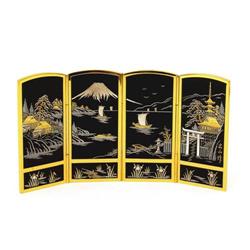 Japanese Komai Style Mix Metal 4 Panel Screen #1240449