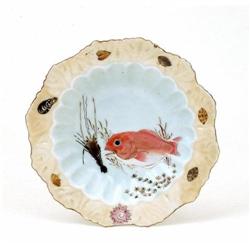 5 Old Japanese Kutani Imari Dish Fish & Lobster#1240467