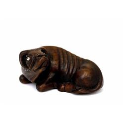 Old Japanese Wood Netsuke Reclining Ox Buffalo #1240471