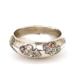 Old Japanese Silver Enamel Cloisonne Bowl Mk #1240483