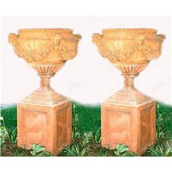 Antique Terra Cotta Garden Urns Pair #1240521