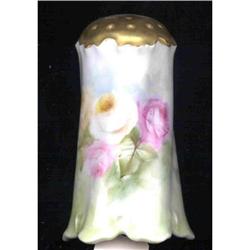HatPin Holder China, Hand Painted Roses Signed #1240563