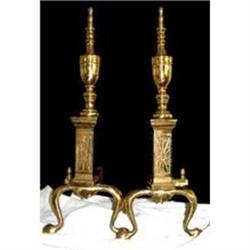 Andirons Brass Oriental FirePlace Log Holders #1240564