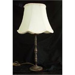 Lamp Table Brass Stick w/ Shade Silk Lined Clip#1240570