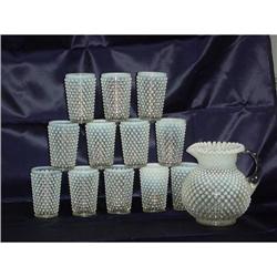 Hobnail Pitcher and glasses  #1240656