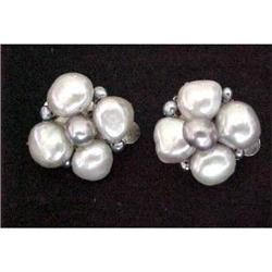 Grey Baroque Pearl Clip-on Earrings #1240720