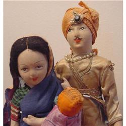 Doll Cloth India Couple & Baby Foreign 1940s #1240825