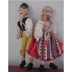 7" Felt Cloth Couple  Doll embroidered eyes #1240829