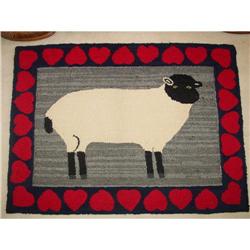 NEW ENGLAND  HOOKED RUG   featuring  A SHEEP #1240927