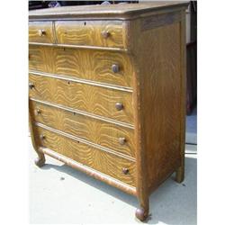 Antique Tiger Oak High Chest Free Ship #1240940