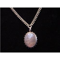 19th C. English Silver Bird Locket  and Chain #1263988