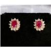 Image 1 : Estate Diamond & Ruby 14K Yellow Gold Earrings #1264760