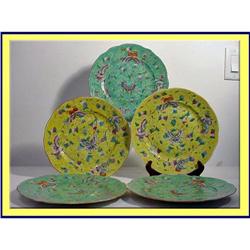 5 JIAQING CHINESE EXPORT BUTTERFLY PLATES 18C #1264948