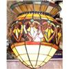 Image 1 : Stained Leaded Glass Chandelier Fixture #1291399