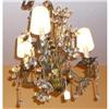 Image 1 : GILDED METAL CHANDELIER  WITH CRYSTAL  FLOWERS #1291430