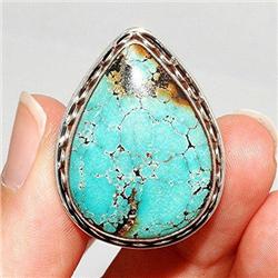 STERLING SILVER Estate TURQUOISE Ring Sz 8 #1291447