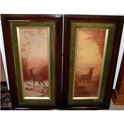 Antique Framed Pastels European Stags #1298503