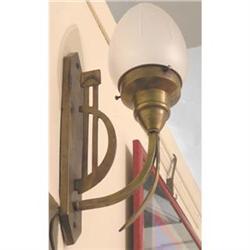 Pair Art Deco Brushed Brass Wall Sconces #1298703