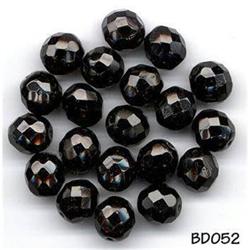 1000 VINT ROUND FACETED BLACK GL BEADS 10mm #52#1298934