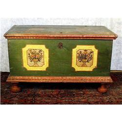 AUTHENTIC PAINTED BLANKET CHEST c. 1800-50 / #1298940