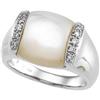 Image 1 : 14k Gold Ring MOTHER OF  PEARL and DIAMOND  #1298994