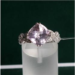 Estate Kunzite  & Diamond 14K White Gold Ring #1299301