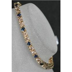 9ct Champaign Diamond SapphireTennis Bracelet #1299303