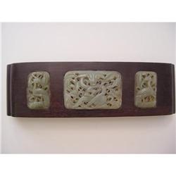 Chinese carved jade & Hardwood Table #1299320