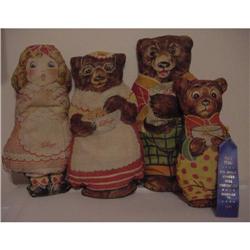 Doll Cloth GOLDILOCKS THREE BEARS 1930s #1299334