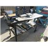 Image 1 : STEEL ROLLING TABLE C/W 2 VISES & BENCH GRINDER