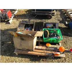 PALLET WITH TRAILER LIGHTS, BELTS, STAPLERS, HUBS, ETC