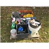Image 1 : PALLET C/W PAINTS, TORCH, CABINET, OILS, ETC