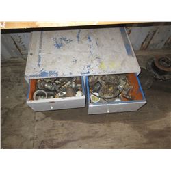4 DRAWER CABINET C/W PIPE FITTINGS, HYDRAULIC CONNECTORS & CONTENTS