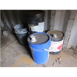 2 PAILS DRIVEWAY SEALER & PARTIAL PAIL GUN SOLVENT