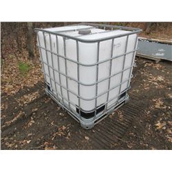 PLASTIC TANK IN METAL CAGE