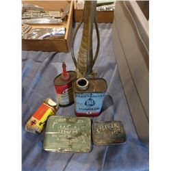 BUNDLE OF COLLECTOR TINS & BRASS VASE