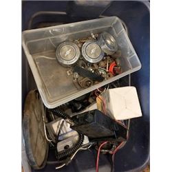 BIN C/W RADIOS, CHEV CAPS, WIRE, ETC