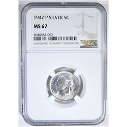 1942-P SILVER JEFFERSON NICKEL NGC MS-67