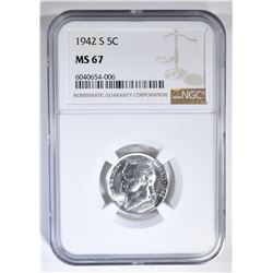 1942-S SILVER JEFFERSON NICKEL NGC MS-67