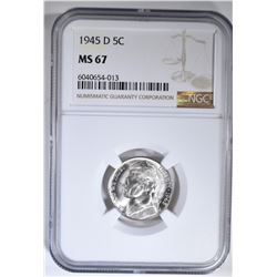 1945-D SILVER JEFFERSON NICKEL NGC MS-67