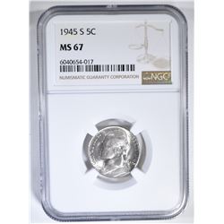 1945-S SILVER JEFFERSON NICKEL NGC MS-67
