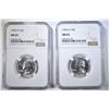 Image 1 : 2-1955-D WASHINGTON QUARTERS, NGC MS-65