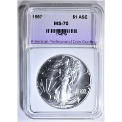 1987 AMERICAN SILVER EAGLE, APCG PERFECT GEM BU
