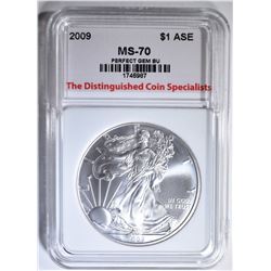 2009 AMERICAN SILVER EAGLE, TDCS PERFECT GEM BU