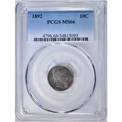 1892 BARBER DIME  PCGS MS-66